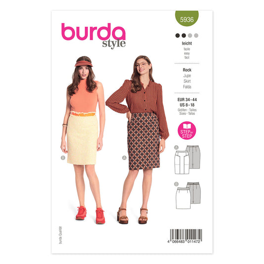 BURDA 5936 Straight Pencil Skirt Sewing Pattern