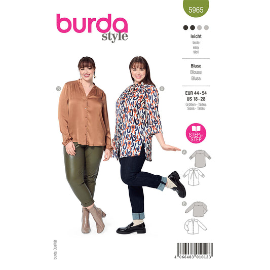 Burda - 5965 Blouse - with Shoulder Yoke and Stand Collar