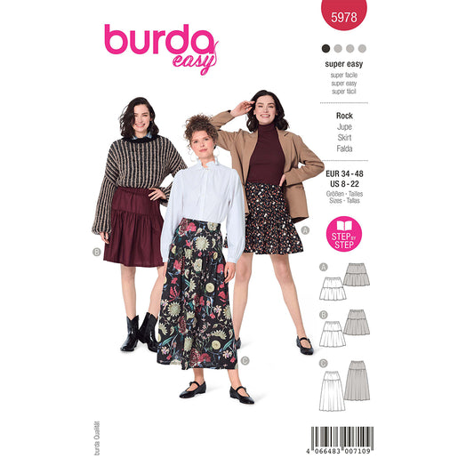 Burda - 5978 Tiered Skirt with Elastic Waist
