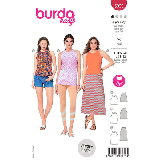 BURDA Sewing Pattern 5999 Tank Top, Three Lengths