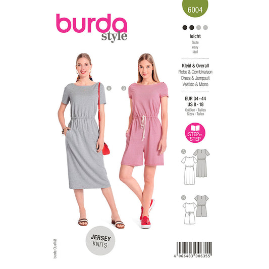 BURDA Sewing Pattern 6004 Dress / Jumpsuit, Elastic Waist