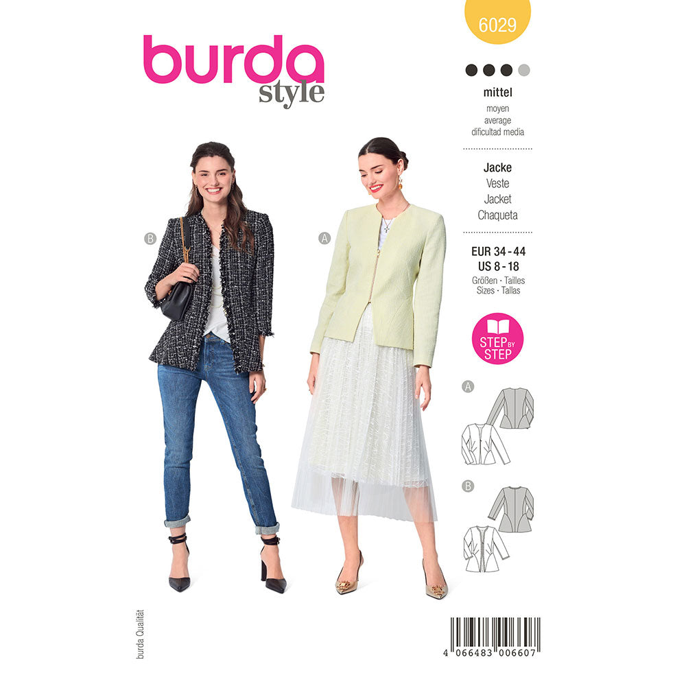BURDA Sewing Pattern 6029 Jacket, Unusual Cut
