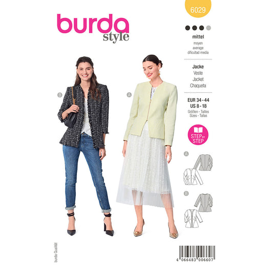 BURDA Sewing Pattern 6029 Jacket, Unusual Cut