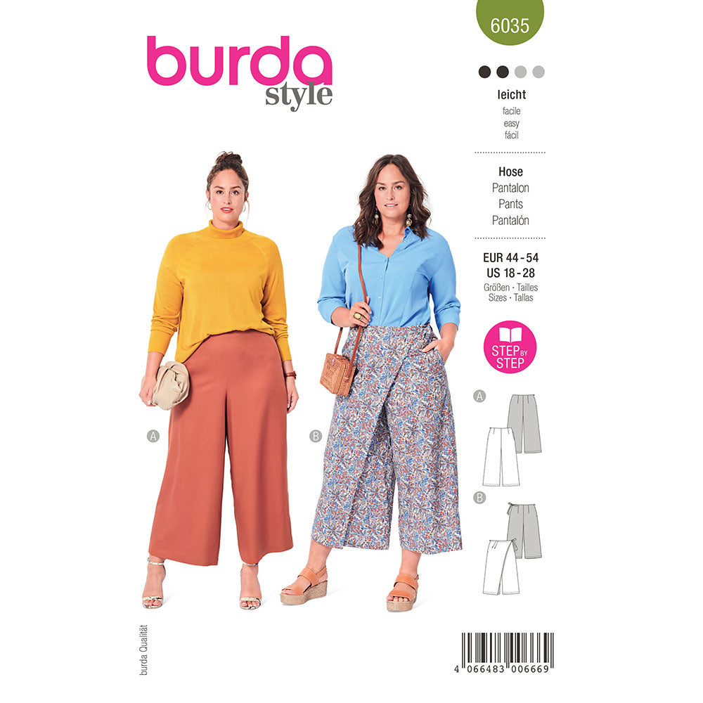 BURDA Sewing Pattern 6035 Gaucho Pants / Culottes, Lightweight