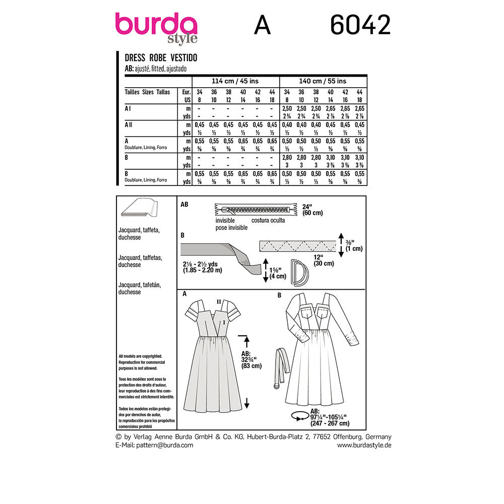 BURDA Dress Sewing Pattern 6042