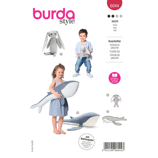 BURDA - 6044 Stuffed Animals - Bunny and Whale