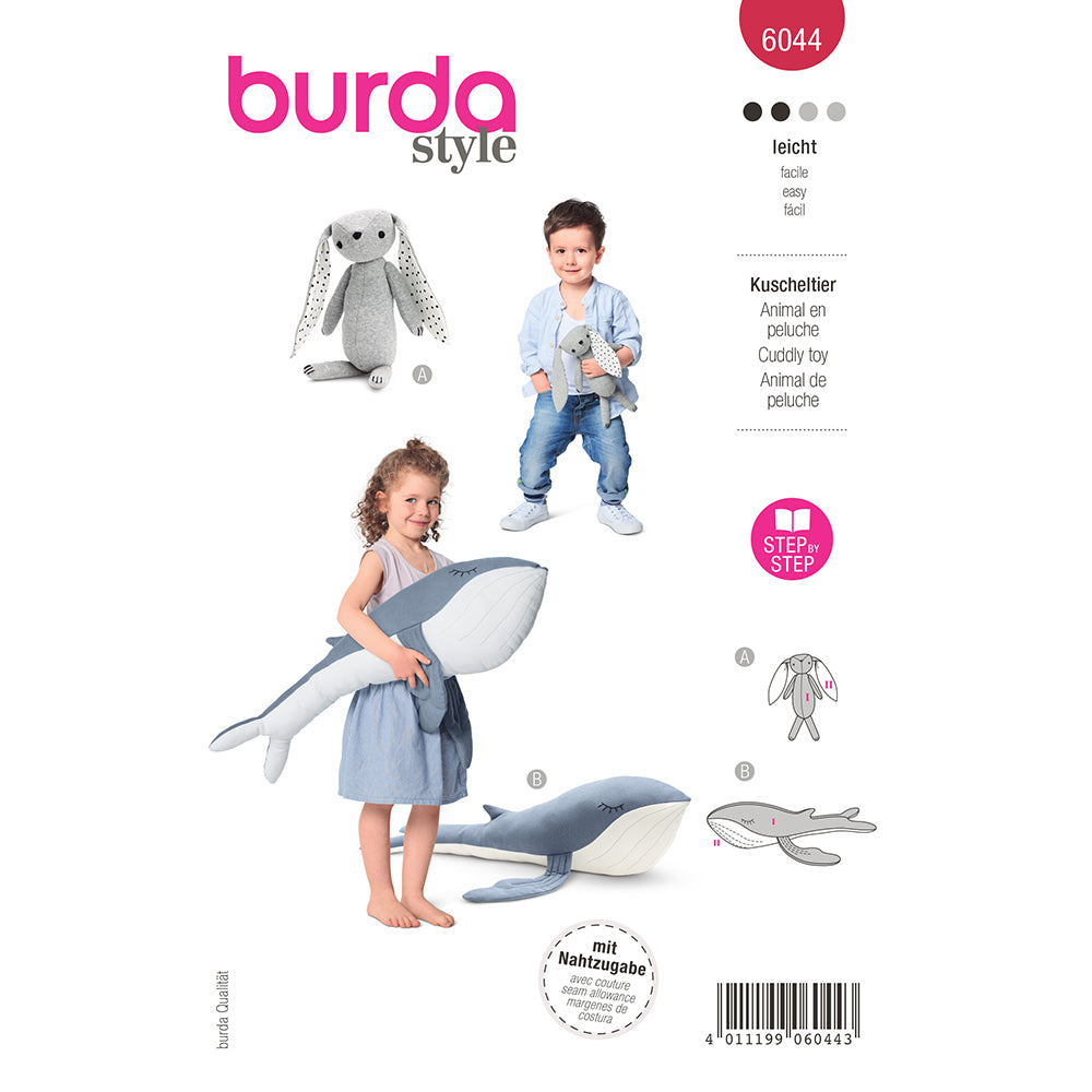 BURDA Stuffed Animals - Bunny And Whale Sewing Pattern 6044