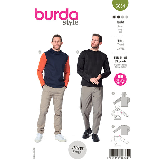 BURDA Classic Sweatshirt With Hood Or Neckband Sewing Pattern 6064