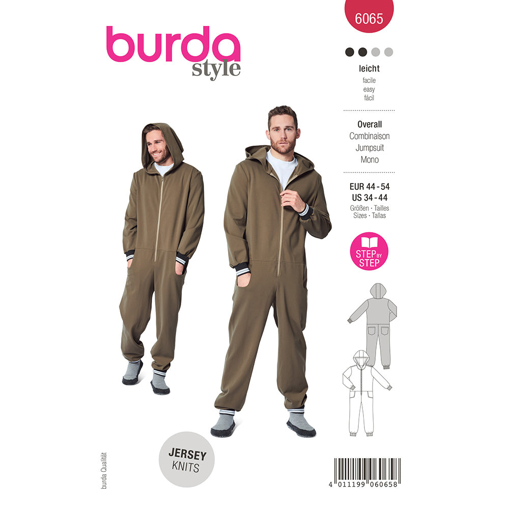BURDA Overalls For Men With Hood Sewing Pattern 6065