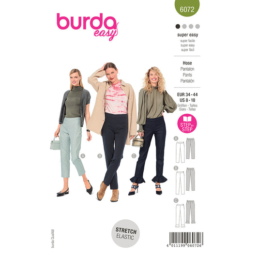 BURDA Trousers/Pants In A Narrow Cut With A Side Zipper Sewing Pattern 6072