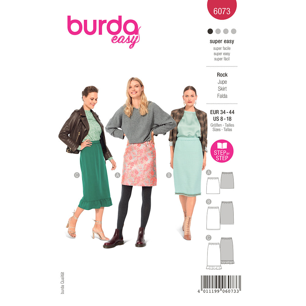 BURDA Skirt In Three Lengths With Elastic, Slim Shape Sewing Pattern 6073