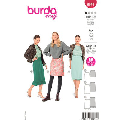 BURDA Skirt In Three Lengths With Elastic, Slim Shape Sewing Pattern 6073
