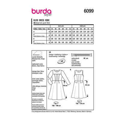 BURDA 6099 Misses' Dress with Sleek or Seamed Option Sewing Pattern