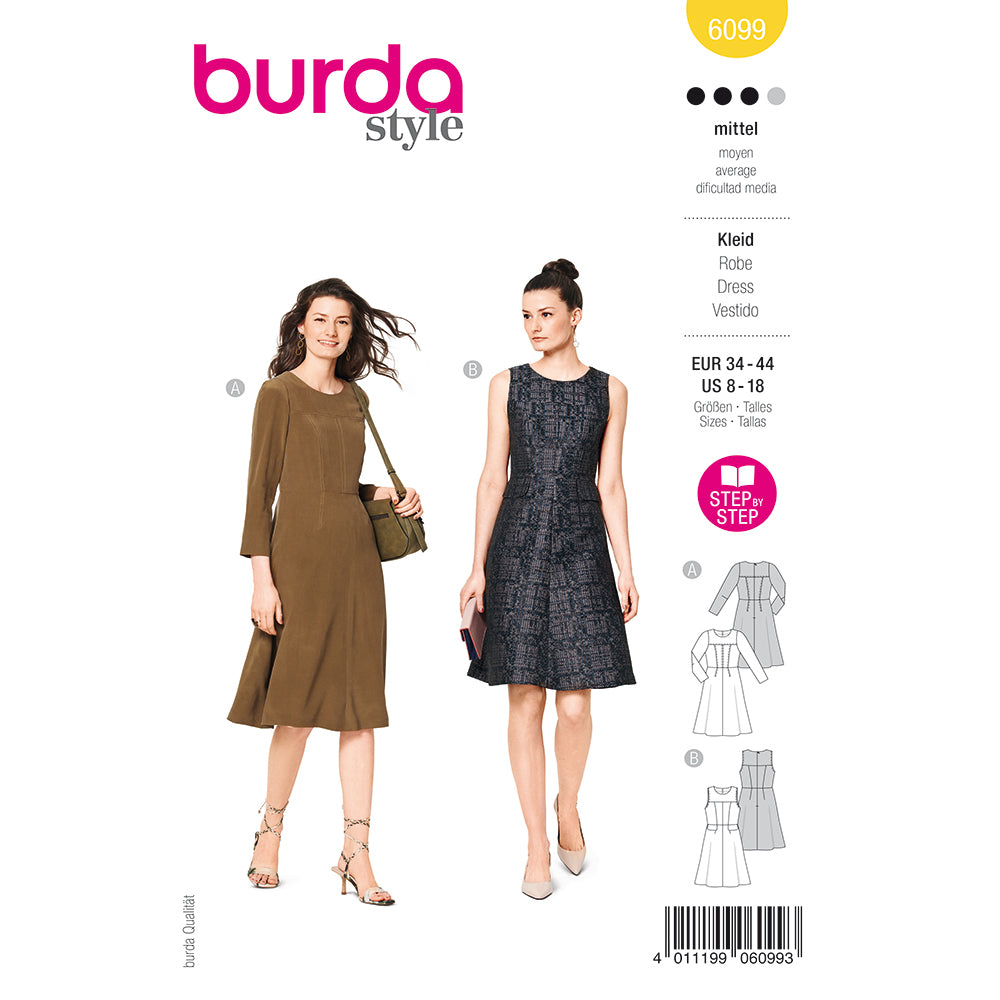 BURDA 6099 Misses' Dress with Sleek or Seamed Option Sewing Pattern
