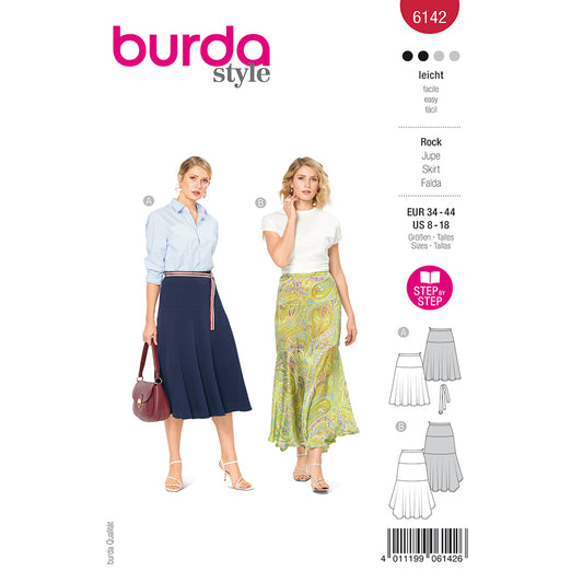 BURDA 6142 Skirt with Yoke and Hem Dip Options Sewing Pattern