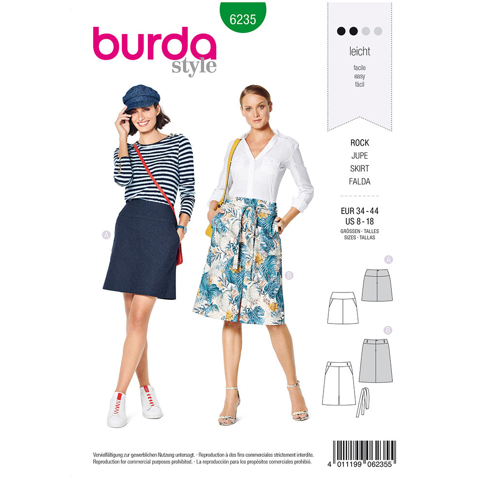 BURDA Sewing Pattern Skirt With Yoke Two Lengths 6235 Paper Pattern