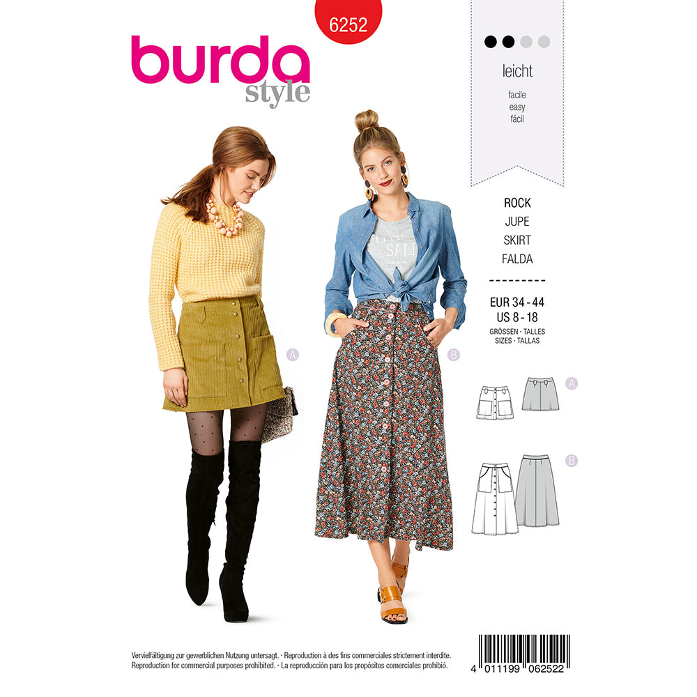 BURDA Sewing Pattern Pattern 6252 Skirt Flared
