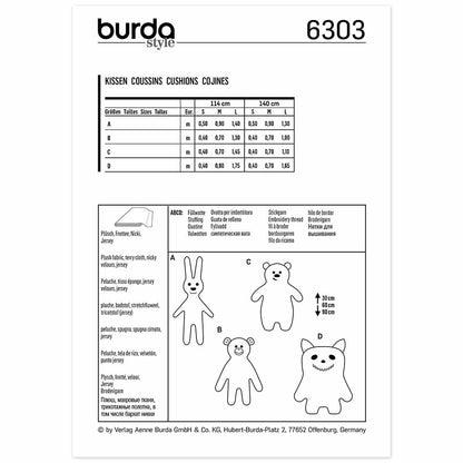 BURDA Sewing Pattern Pattern 6303 Motif Pillow Bunny