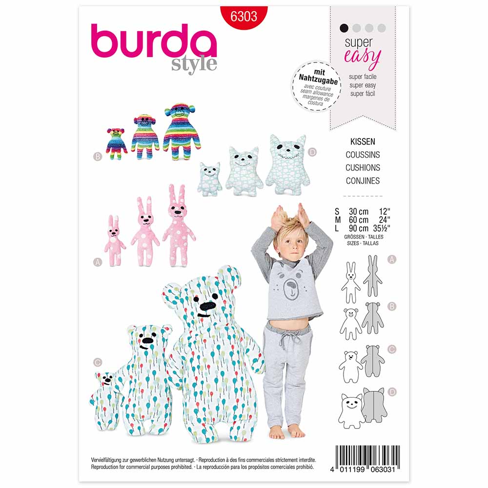 BURDA Sewing Pattern Pattern 6303 Motif Pillow Bunny