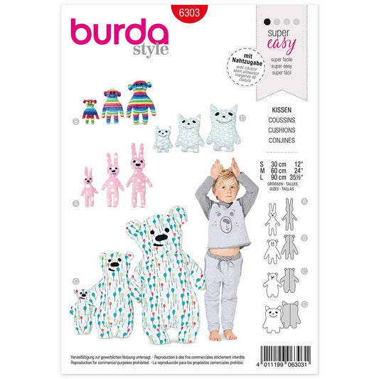 BURDA Sewing Pattern Pattern 6303 Motif Pillow Bunny