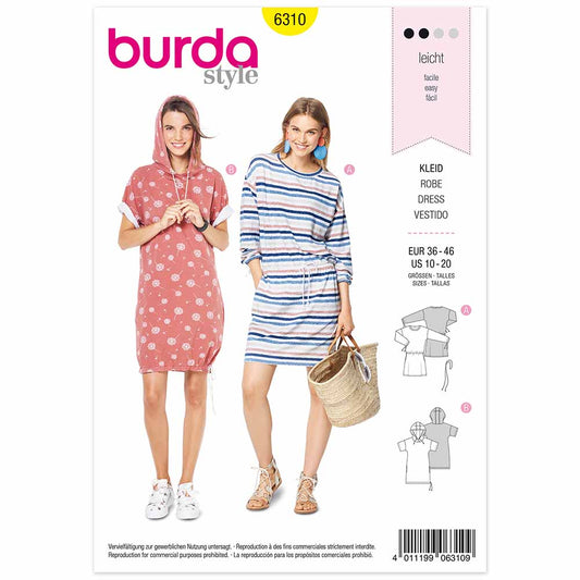 BURDA Sewing Pattern Pattern 6310 Shirt Dress Hooded Dress