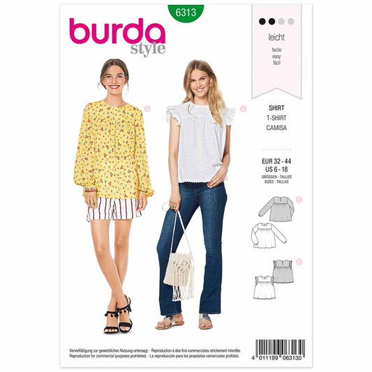BURDA - 6313 Blouse Top with Yoke - Babydoll Style