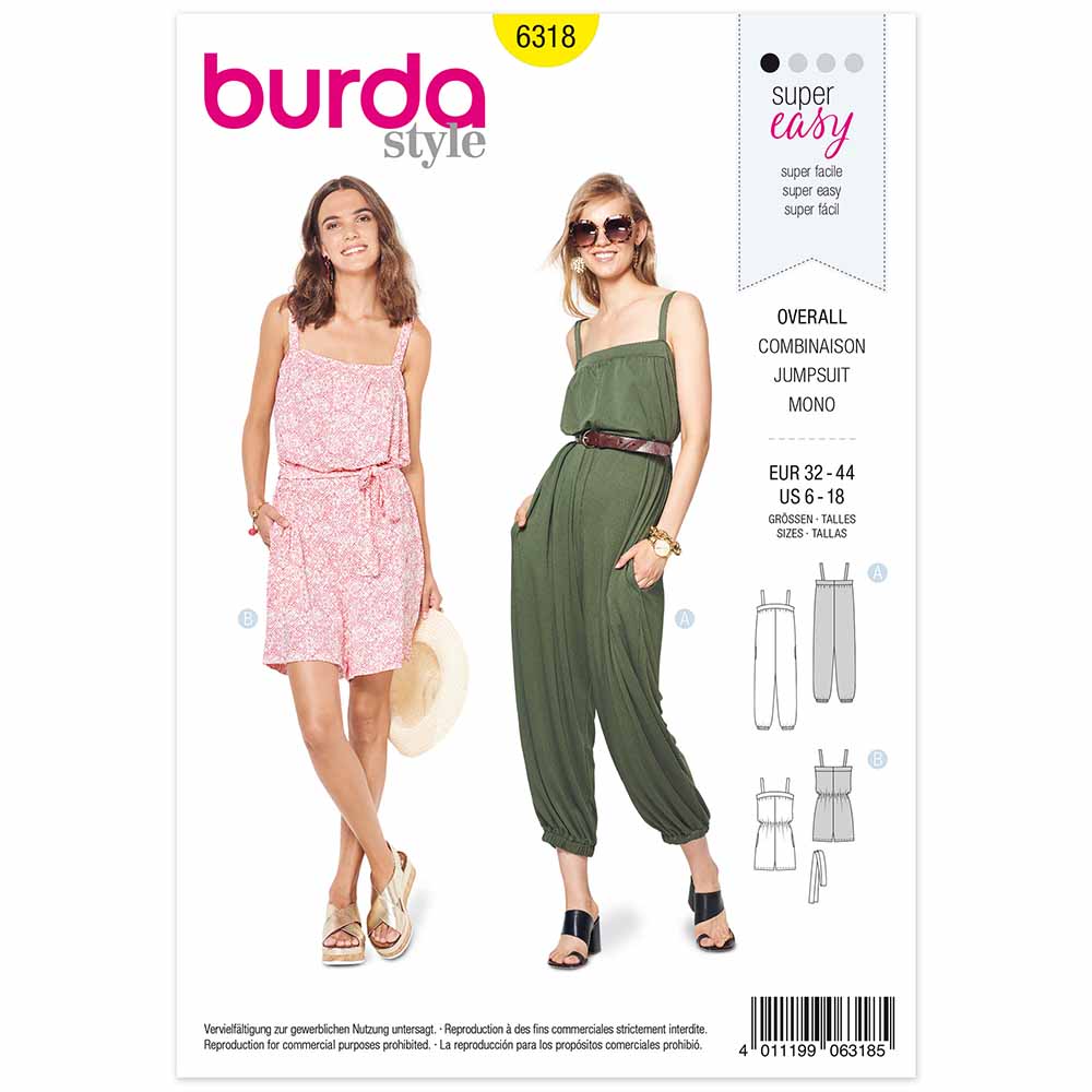 BURDA - 6318 Jumpsuit with Band and Straps