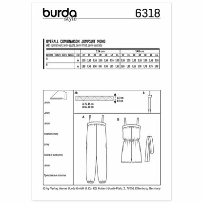 BURDA Sewing Pattern Pattern 6318 Jumpsuit With Band And Straps