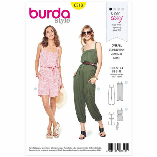 BURDA Sewing Pattern Pattern 6318 Jumpsuit With Band And Straps