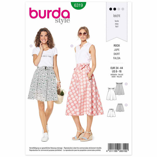 BURDA Sewing Pattern Pattern 6319 Bell-shaped Skirt Gathered, With Pockets In Seams