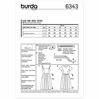 BURDA Sewing Pattern 6343 Pleated Skirt Dress / Pinafore, Deep Pleats