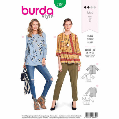 BURDA Sewing Pattern 6354 Blouse, Asymmetric Seams