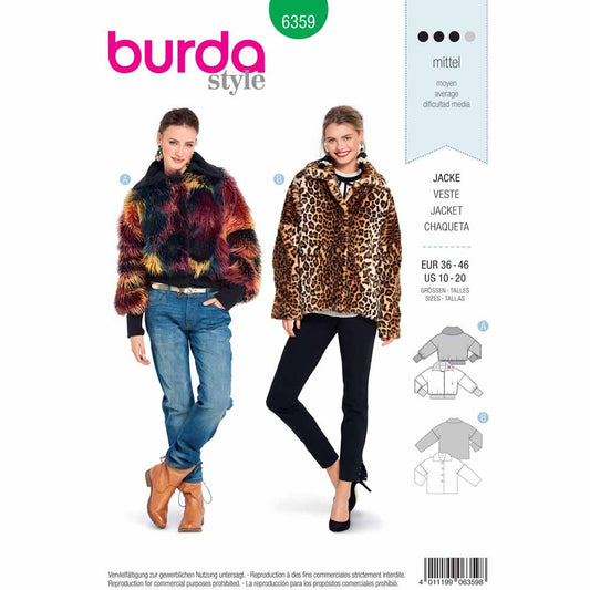 BURDA Sewing Pattern 6359 Fur Jacket / Blouson, Wide Cut