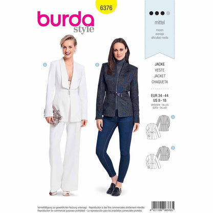 BURDA Sewing Pattern 6376 Couture Blazer With Statement Collar