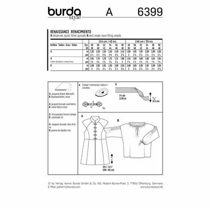 BURDA Sewing Pattern 6399 Men's Renaissance Vest And Smocked-Sleeve Shirt