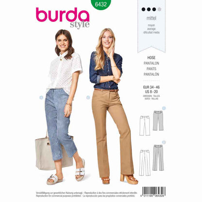 BURDA Sewing Pattern 6432 Dress Pants With Pressed Crease Styling