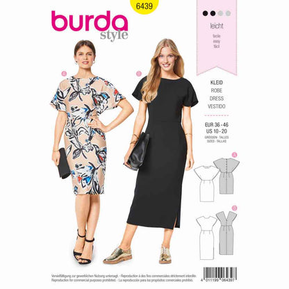 BURDA Sewing Pattern 6439 Dress With Back Detail And Batwing Option