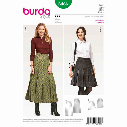 BURDA Sewing Pattern 6466 Pleated Skirt