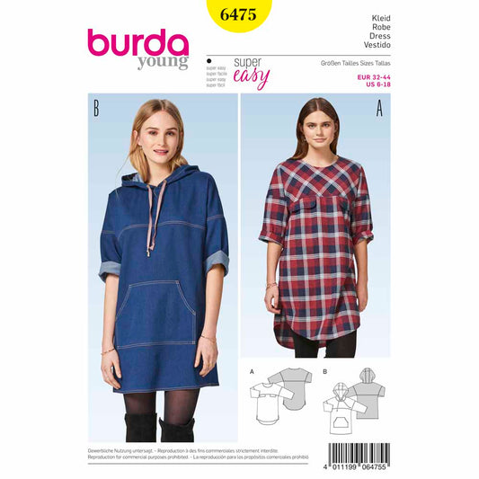 BURDA Sewing Pattern 6475 Hooded Dress