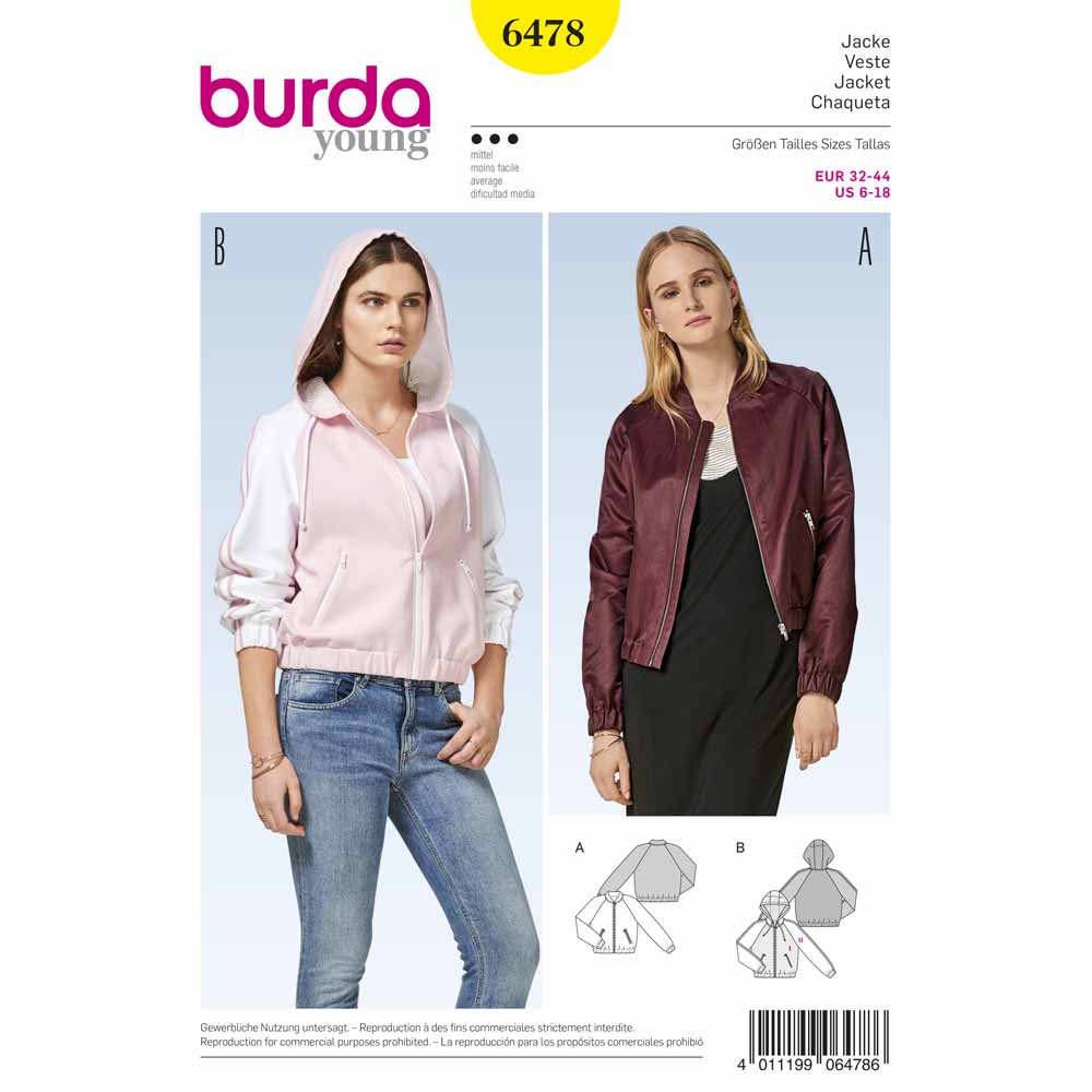BURDA Sewing Pattern 6478 Blouson Jackets