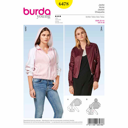 BURDA Sewing Pattern 6478 Blouson Jackets