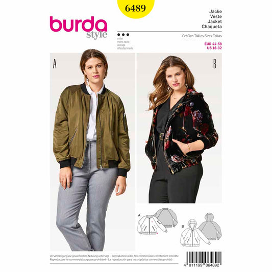 BURDA Sewing Pattern 6489 Blouson Jackets