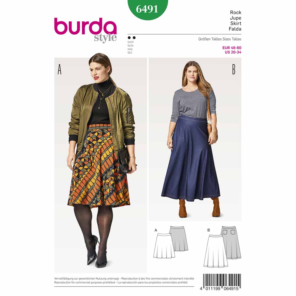 BURDA - 6491 Ladies Skirt - Plus