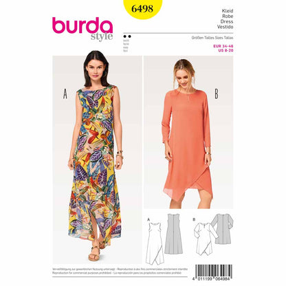 BURDA Sewing Pattern 6498 Two-Layer Wrap-Look Dress