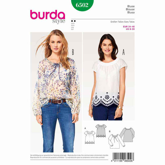 BURDA Sewing Pattern 6502 Peasant Blouses