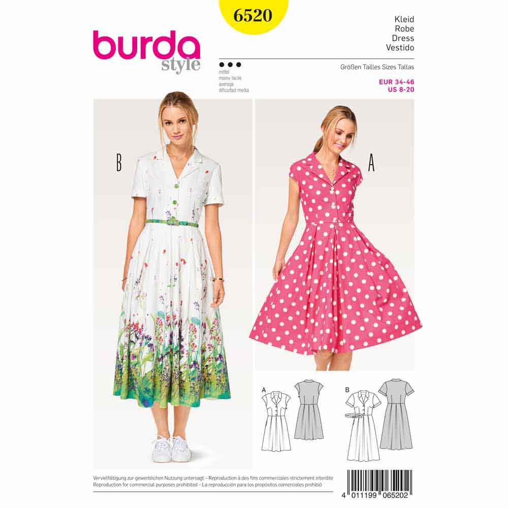 BURDA Sewing Pattern 6520 Shirt Dress