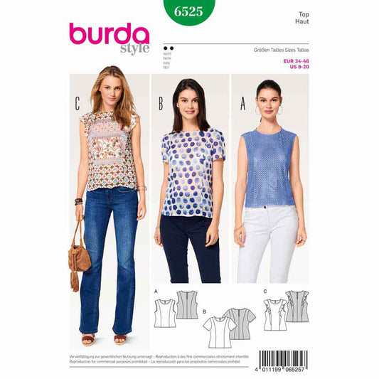 BURDA Sewing Pattern 6525 Panel-Seam Top