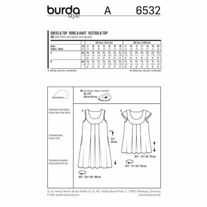 BURDA Sewing Pattern 6532 Loose-Fit Dress & Top