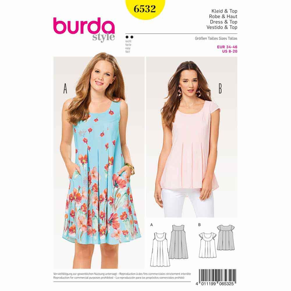 BURDA Sewing Pattern 6532 Loose-Fit Dress & Top