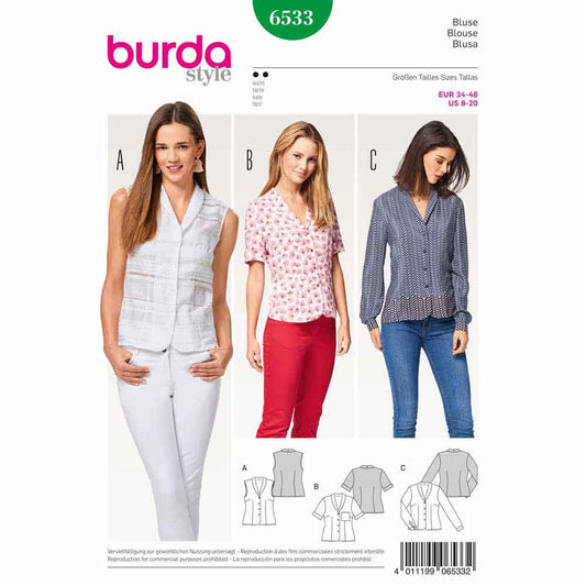 BURDA Sewing Pattern 6533 Shawl-Collar Blouse